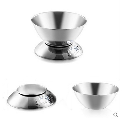 ROUND Design Kitchen Scale 5kg 1g Capacity Battery Powered and Bowl Included for Precise Measurements