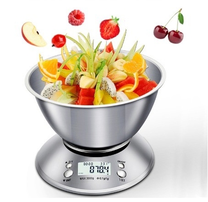 ROUND Design Kitchen Scale 5kg 1g Capacity Battery Powered and Bowl Included for Precise Measurements