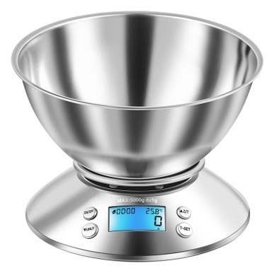 Easy-to- Stainless Steel Kitchen Scale with Round Design and 2*1.5V AAA Battery