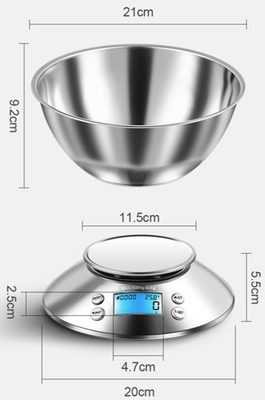 Easy-to- Stainless Steel Kitchen Scale with Round Design and 2*1.5V AAA Battery