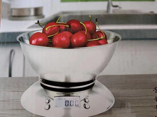 Easy-to- Stainless Steel Kitchen Scale with Round Design and 2*1.5V AAA Battery