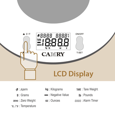 5kg Maximum Weight Recommendation Stainless Steel Electronic Kitchen Scale with Scale Tray Timer and Digital Thermometer