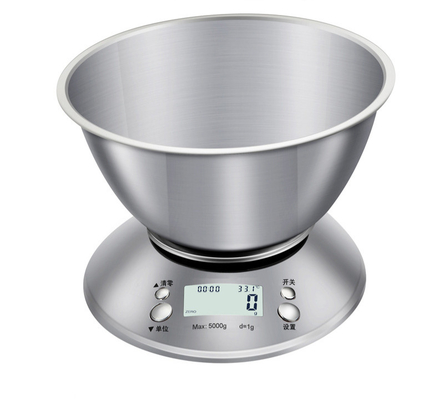 Corpuscle Measurement 0.5kg Unit Weight Stainless Steel Kitchen Scale with Bowl 5kg/1g Capacity