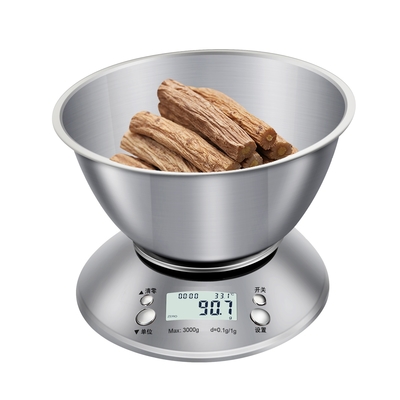 5kg/11lb Digital Food Scale Multifunction Timer LCD Display and Battery Powered for Accurate Kitchen Weighing Waterproof