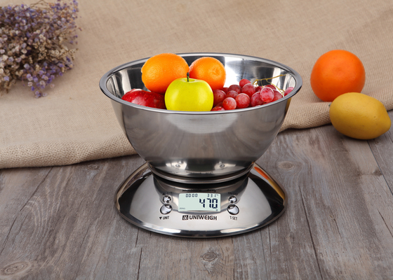 5kg/11lb Digital Food Scale Multifunction Timer LCD Display and Battery Powered for Accurate Kitchen Weighing Waterproof