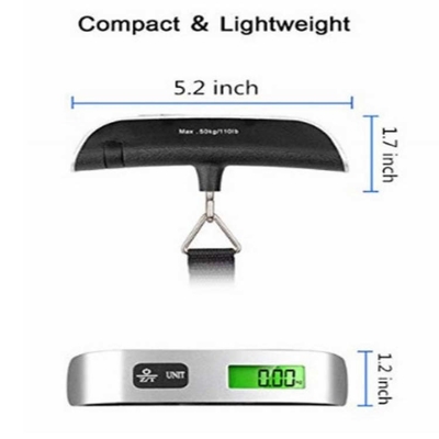 Lightweight and Accurate 50kg Digital Luggage Scale Travel Accessories with 110lbs Capacity Hanging Luggage Weighing Scale