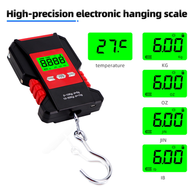 Digital Waterproof Rechargeable Hanging Scale Luggage Scale 50kg 0.01kg LCD Display Fishing Scale With Measuring Tape IP68