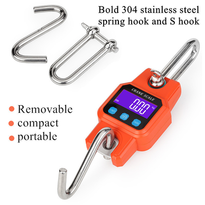 Orange 300kg/50g Micro Crane Scale Portable Industrial Hanging Hook Balance 4.0 BT USB Stainless Steel Digital Scale