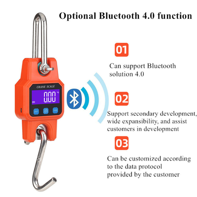 Orange 300kg/50g Micro Crane Scale Portable Industrial Hanging Hook Balance 4.0 BT USB Stainless Steel Digital Scale