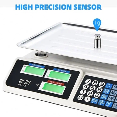 40kg High Accuracy Digital Electronic Food Weighing Scale for Supermarket and Household Battery Powered 1g Division