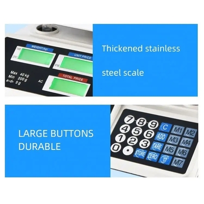 40kg High Accuracy Digital Electronic Food Weighing Scale for Supermarket and Household Battery Powered 1g Division