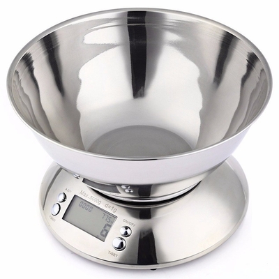 5kg Maximum Weight Recommendation Stainless Steel Kitchen Scale with Digital Display and Bowl Included