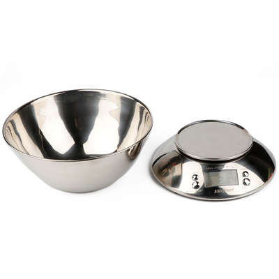 2*AAA Battery Silver 5000g Multifunctional Digital Kitchen Food Scale With Bowl Portable Stainless Steel Bowl Type LCD Platform Scale