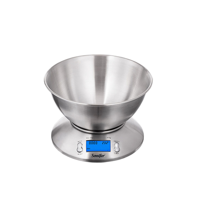 Sonifer SF-1926 5kg Stainless Steel Digital Scale With Food Bowl Diameter 21CM Healthy Lift Weighing Scale Kitchen Scale
