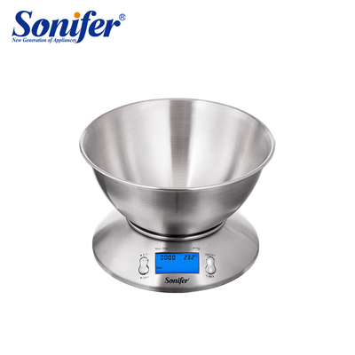 Sonifer SF-1926 5kg Stainless Steel Digital Scale With Food Bowl Diameter 21CM Healthy Lift Weighing Scale Kitchen Scale