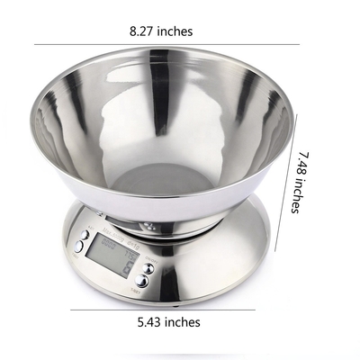 5kg Stainless Steel Food Libra Weight Sensor LCD Electronic Kitchen Scales with Alarm Timer and Convenient Tare Function