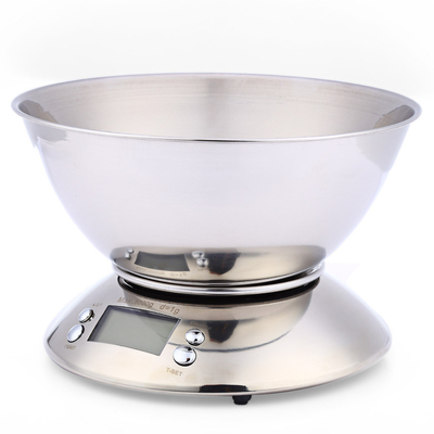 Cooking Tool Stainless Steel Electronic Weight Scale With Bowl and Scale Tray 5kg 1g Capacity for Precision Kitchen Scale
