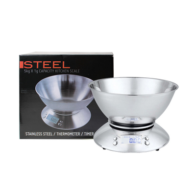 All-Season Digital Food Scale Stainless Steel Kitchen Scale with Bowl and Accurate Weight Measuring Capability