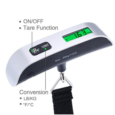 110lb/50kg Electronic Luggage Hanging Suitcase Travel Weighs Baggage Bag Weight Balance Tool Portable Digital LCD Display Scale