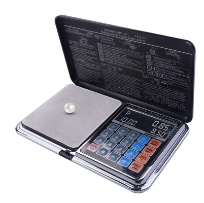0.01g High Accuracy Jewelry Scale with Counting Function Blue Screen Display and Clock Temperature Digital Pocket Scale