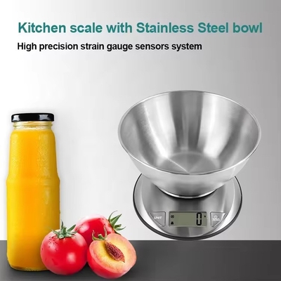 Stainless Steel Digital Kitchen Scale with Bowl Portable Battery-Powered Food Weighting Scale