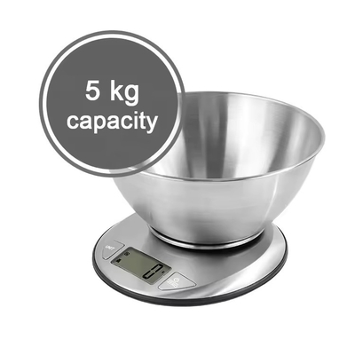 Stainless Steel Digital Kitchen Scale with Bowl Portable Battery-Powered Food Weighting Scale