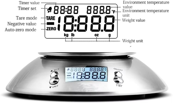 Stainless Steel Digital Kitchen Scale with Bowl Portable Battery-Powered Food Weighting Scale