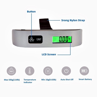 Portable Electronic ABS Plastic Luggage Scale Design 50kg Hook Weighing Scales Battery Powered Digital Display