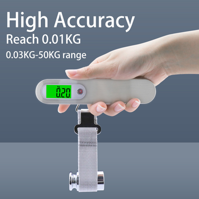 LCD Display Stainless Steel Suitcase Luggage Scale OEM Custom Logo Portable 50KG 10g Digital Hanging Handhold Travel Scale