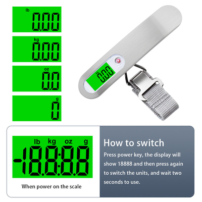 LCD Display Stainless Steel Suitcase Luggage Scale OEM Custom Logo Portable 50KG 10g Digital Hanging Handhold Travel Scale