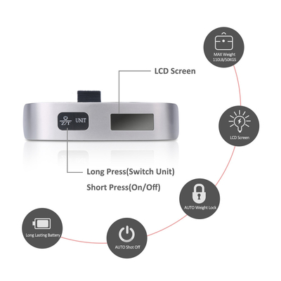 Digital Display Portable Mini Luggage Scale 50KG Hanging Weight Machine Battery Operated Plastic Bascula for Travel