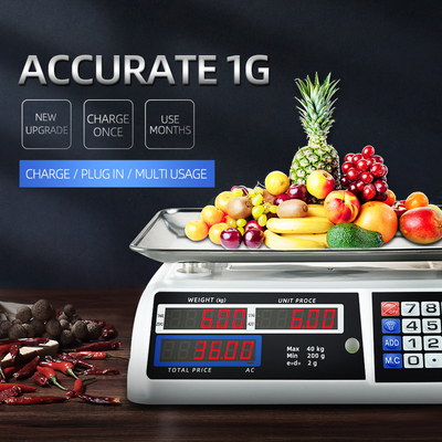 1g Accuracy ABS Material Digital Electronic Bench Scale with LED/LCD Display 40kg Capacity Customizable in Other Colors