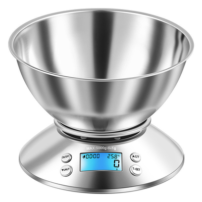 5kg/1g Maximum Weight Recommendation Digital All Stainless Steel Balance Kitchen Scale for Food and Electronic Weighing