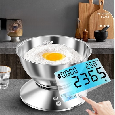 5kg/1g Maximum Weight Recommendation Digital All Stainless Steel Balance Kitchen Scale for Food and Electronic Weighing
