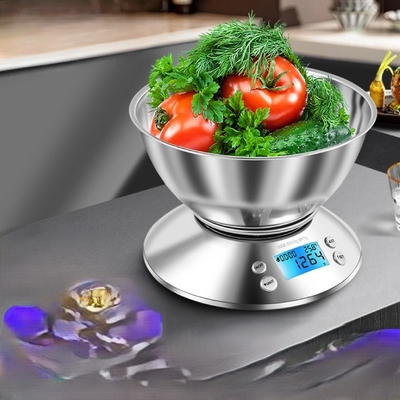 5kg/1g Maximum Weight Recommendation Digital All Stainless Steel Balance Kitchen Scale for Food and Electronic Weighing
