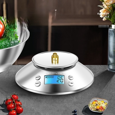 5kg/1g Maximum Weight Recommendation Digital All Stainless Steel Balance Kitchen Scale for Food and Electronic Weighing