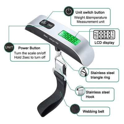 110 lb/50 kg Portable Electronic Digital Luggage Scale Battery Powered for Accurate and Convenient Suitcase Weighing