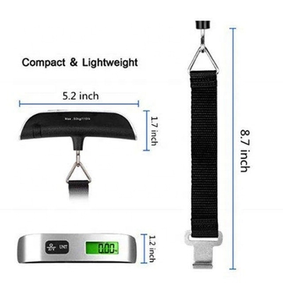 110 lb/50 kg Portable Electronic Digital Luggage Scale Battery Powered for Accurate and Convenient Suitcase Weighing