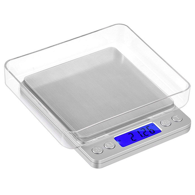 J R Electronic Nutrition Food Scale 0.1g 1000g 2000g 3000g Blue Backlit LCD Display Transparent Tray 2x1.5VAAA Batteries