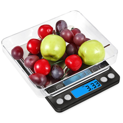 J R Electronic Nutrition Food Scale 0.1g 1000g 2000g 3000g Blue Backlit LCD Display Transparent Tray 2x1.5VAAA Batteries