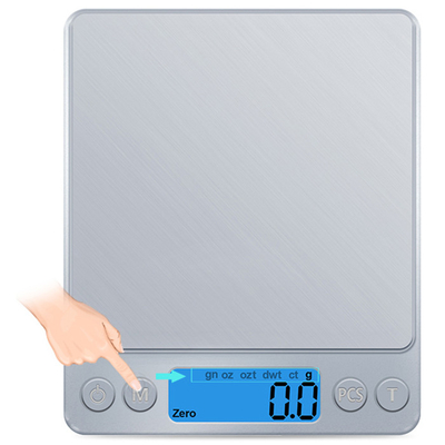 J R Electronic Nutrition Food Scale 0.1g 1000g 2000g 3000g Blue Backlit LCD Display Transparent Tray 2x1.5VAAA Batteries