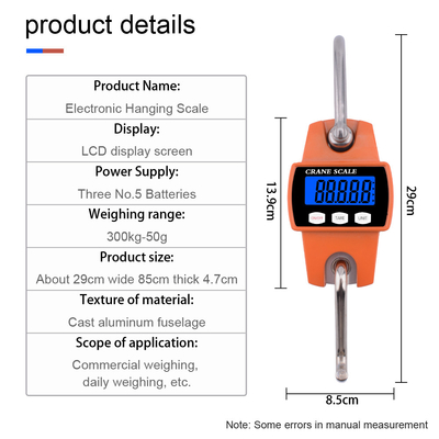 Customized Support Digital LCD Industrial Scale with Waterproof Detachable Hook and Blue Orange Display OEM/ODM Supported