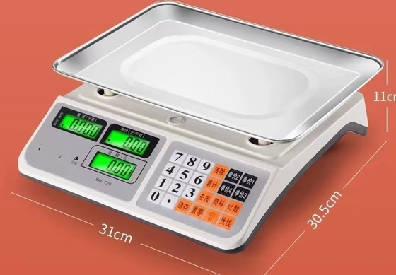 Bench Scale LCD Display White Color Heavy Duty Body 420g Stainless Iron Tray Plate Electric Scale 40kg Capacity High Precision Load Cell