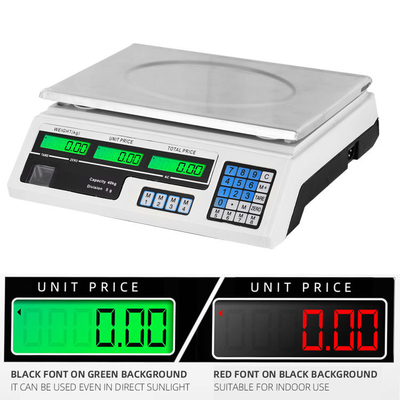 40kg Commercial Table Scale for Fruit Store Accurate Weighing Platform Plastic Stainless Steel Electronic Components
