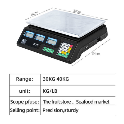 40kg Commercial Table Scale for Fruit Store Accurate Weighing Platform Plastic Stainless Steel Electronic Components