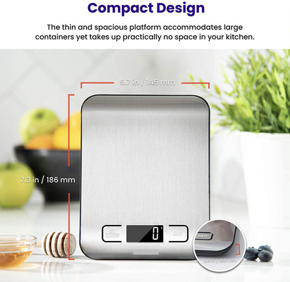 304 Stainless Steel Food Kitchen Scale Digital Display for Weight Loss Baking Cooking Coffee and Meal Prep With Scale Tray