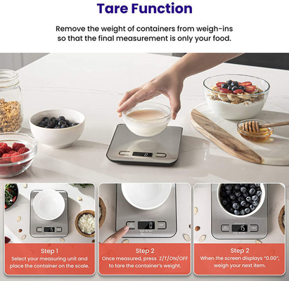 304 Stainless Steel Food Kitchen Scale Digital Display for Weight Loss Baking Cooking Coffee and Meal Prep With Scale Tray