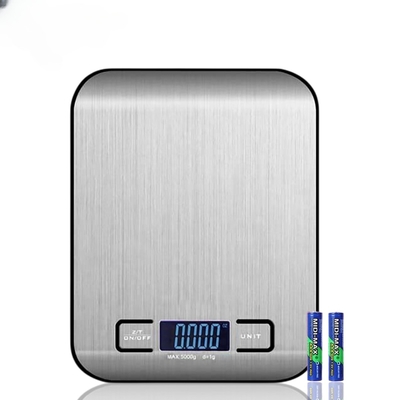 Digital Display Precise Rectangle Stainless Steel Kitchen Scale for Electronic Food Measurement Range 5kg 15kg Battery