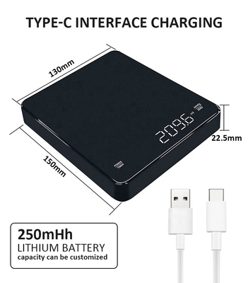 Convenient Type C Charging Port Digital Kitchen Scale with Timer and Product Size 15*13*2cm