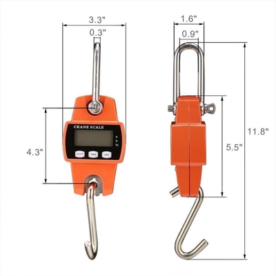 Stainless Steel 300KG Digital Hook Weighing Scale with LCD LED Display Manual Rotatable OEM Customizable